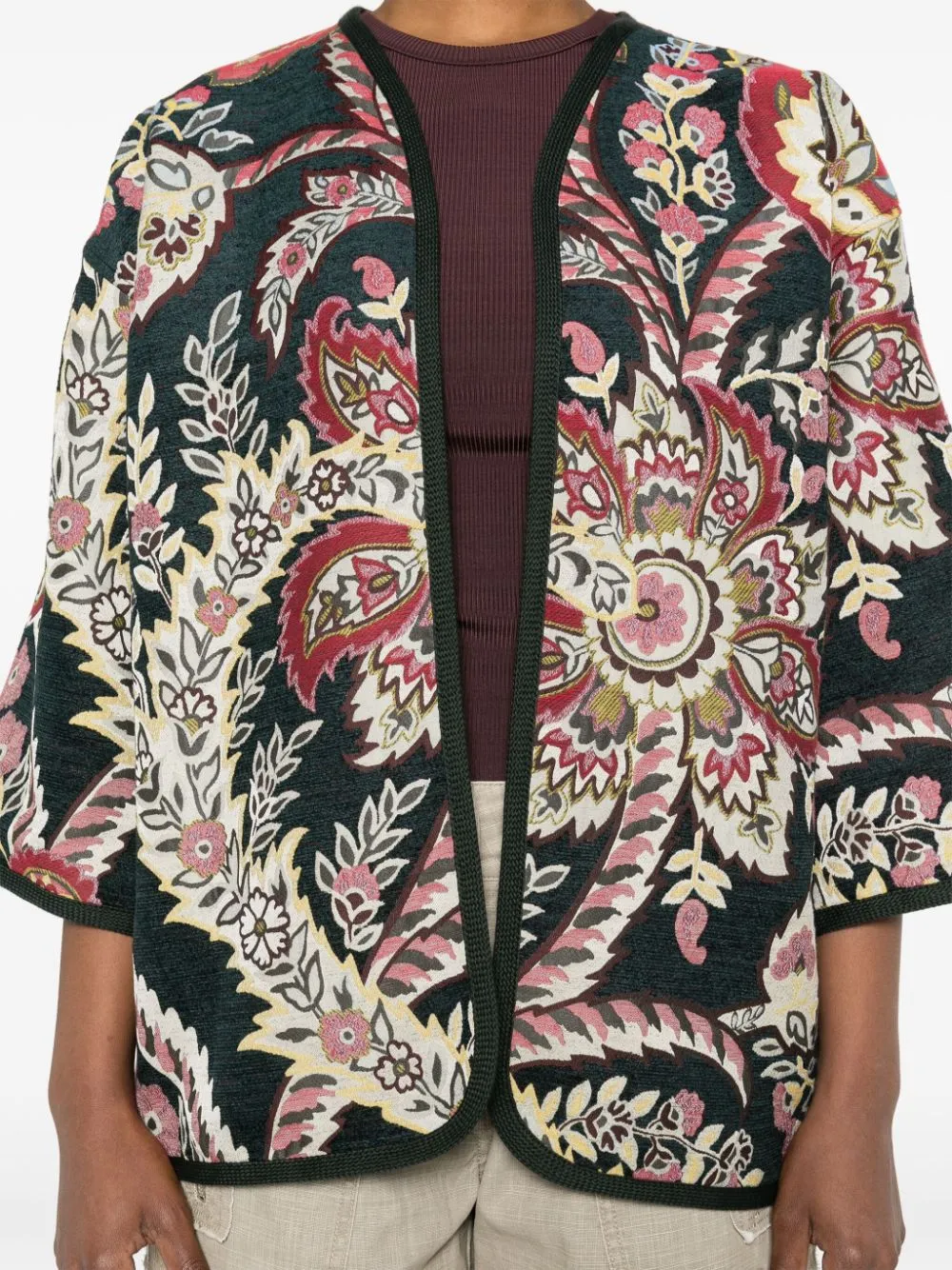 PATTERNED-JACQUARD BROCADE JACKET