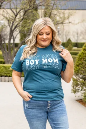 "Boy Mom" Graphic Tee- Deep Teal