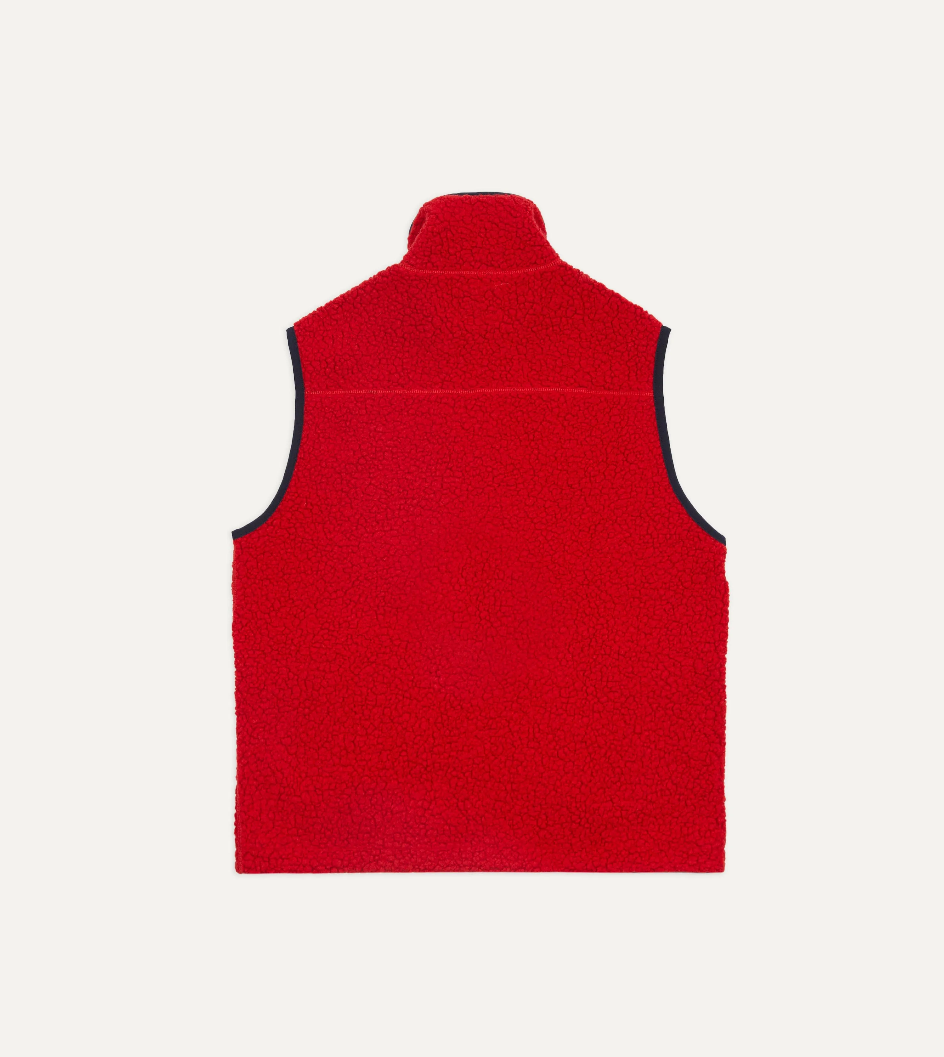 Red Boucle Wool Zip Fleece Vest