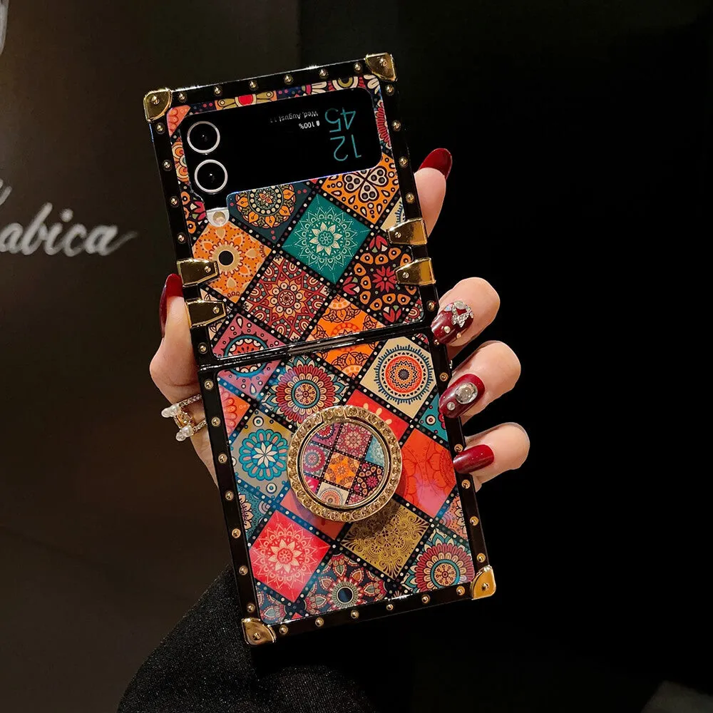 Retro Boho Style Ring Case With Lanyard for Samsung Galaxy Z Flip 3/4/5/6