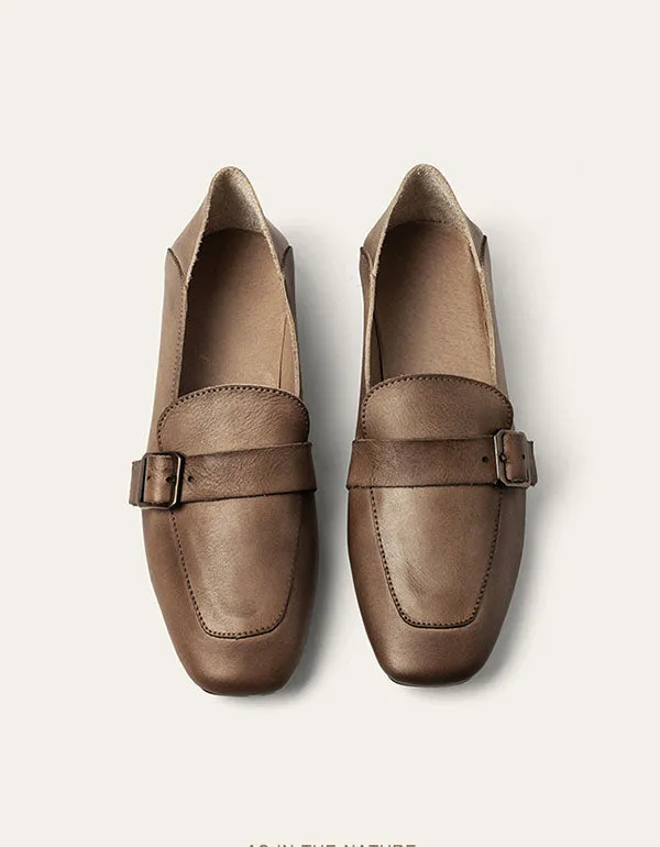 Spring British Style Retro Leather Flats