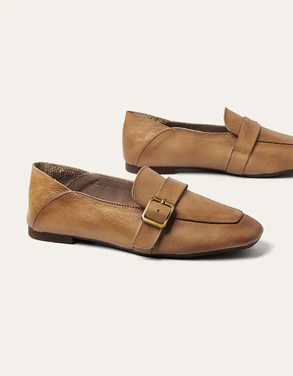 Spring British Style Retro Leather Flats