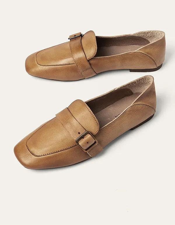 Spring British Style Retro Leather Flats