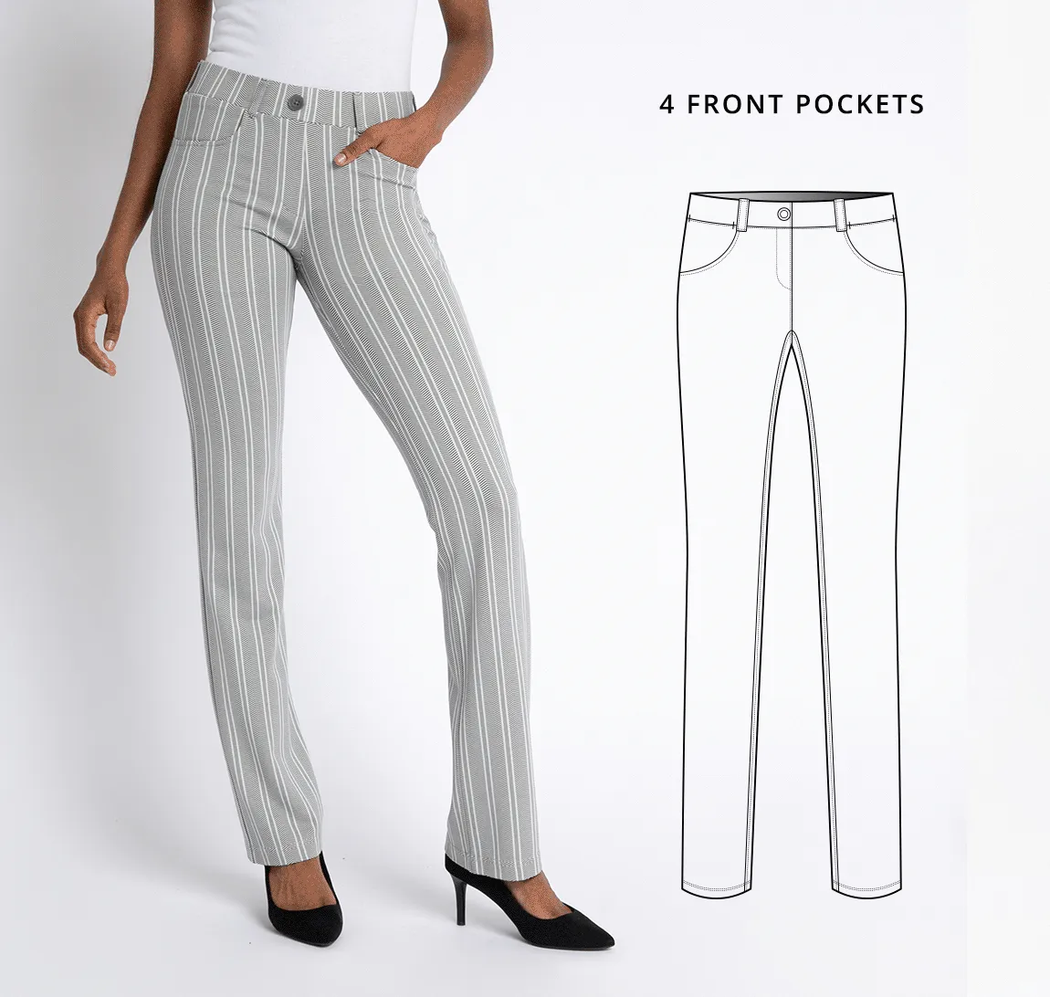 Straight-Leg | 7-Pocket Dress Pant Yoga Pants (Linocut)