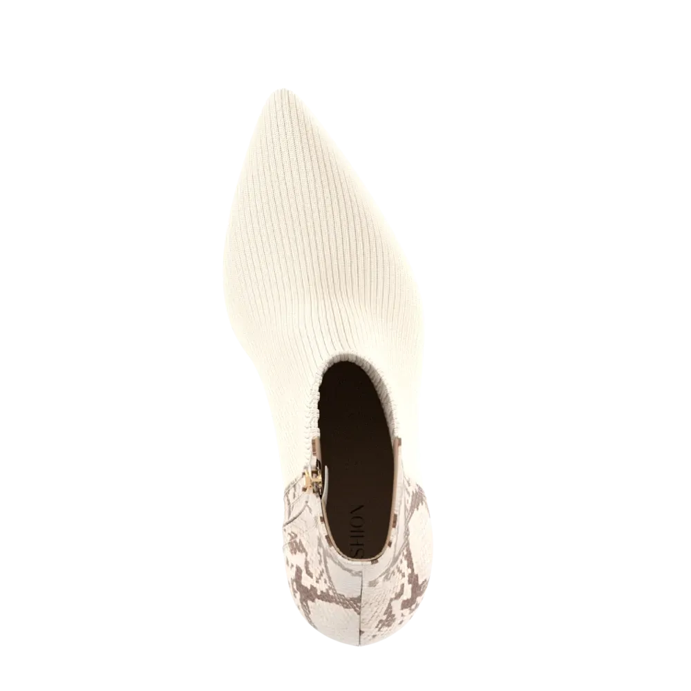 The Bootie - Ivory Snakeskin & Knit