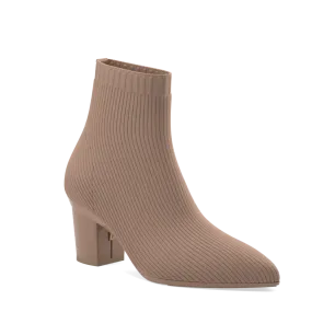 The Bootie - Latte Knit   Block Heel Kit 3 Latte