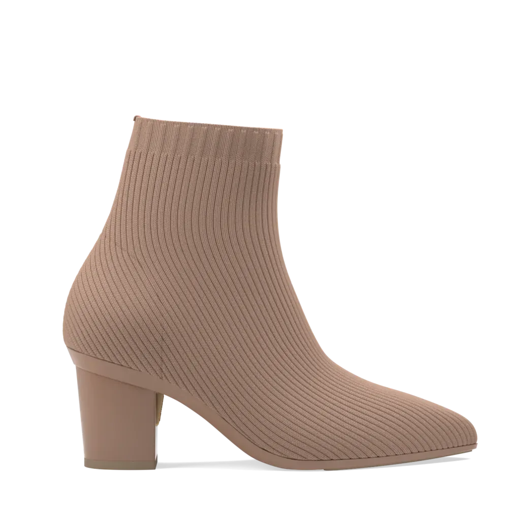 The Bootie - Latte Knit   Block Heel Kit 3 Latte