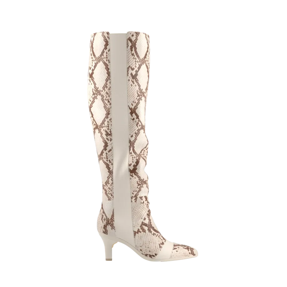 The Knee High Boot - Ivory Snakeskin 3 Stiletto