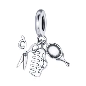 Vintage Hairdresser Set Dangle Charm 925 Sterling Silver