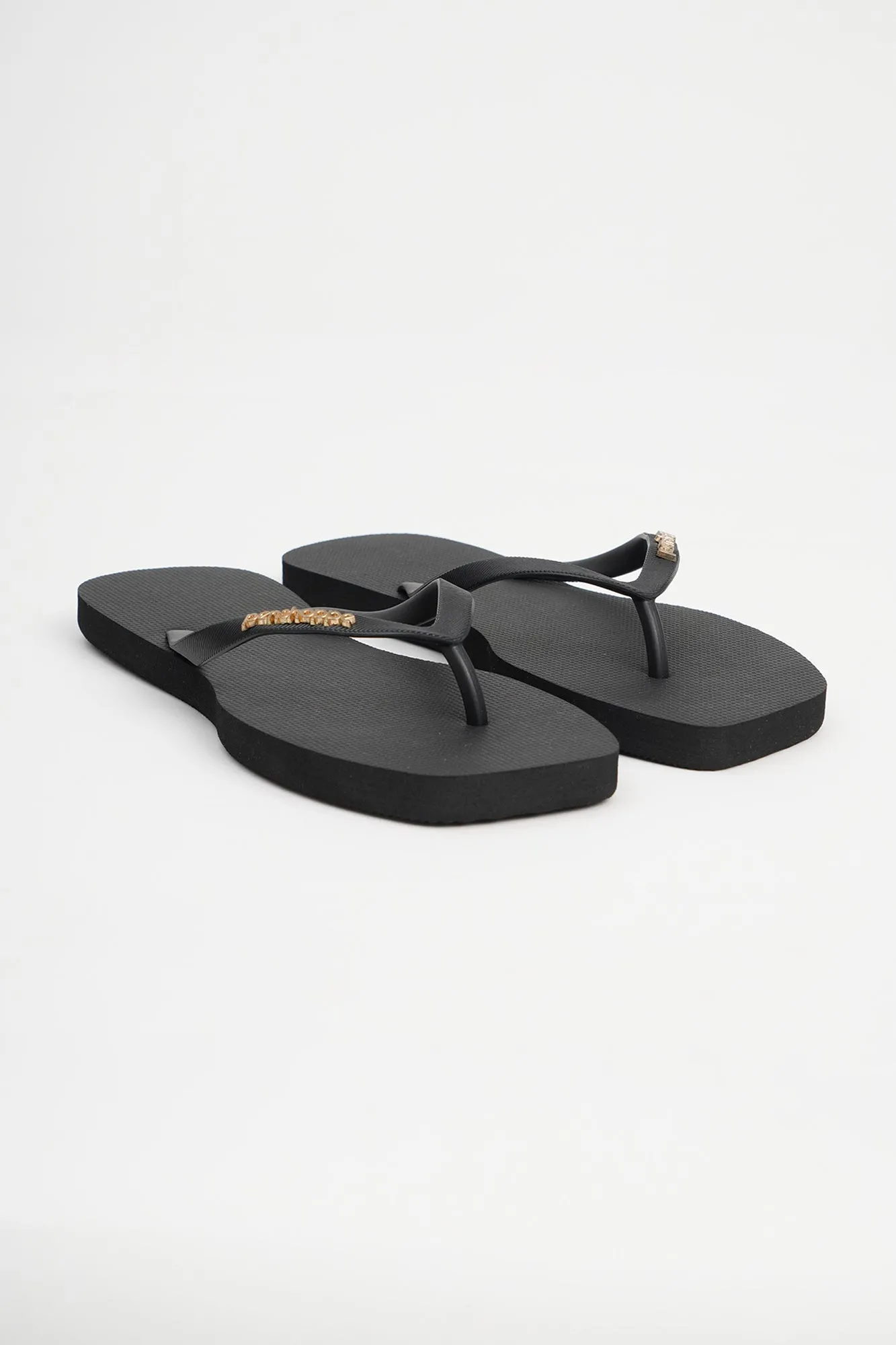 Women's Square Flip Flops with Metal Branding