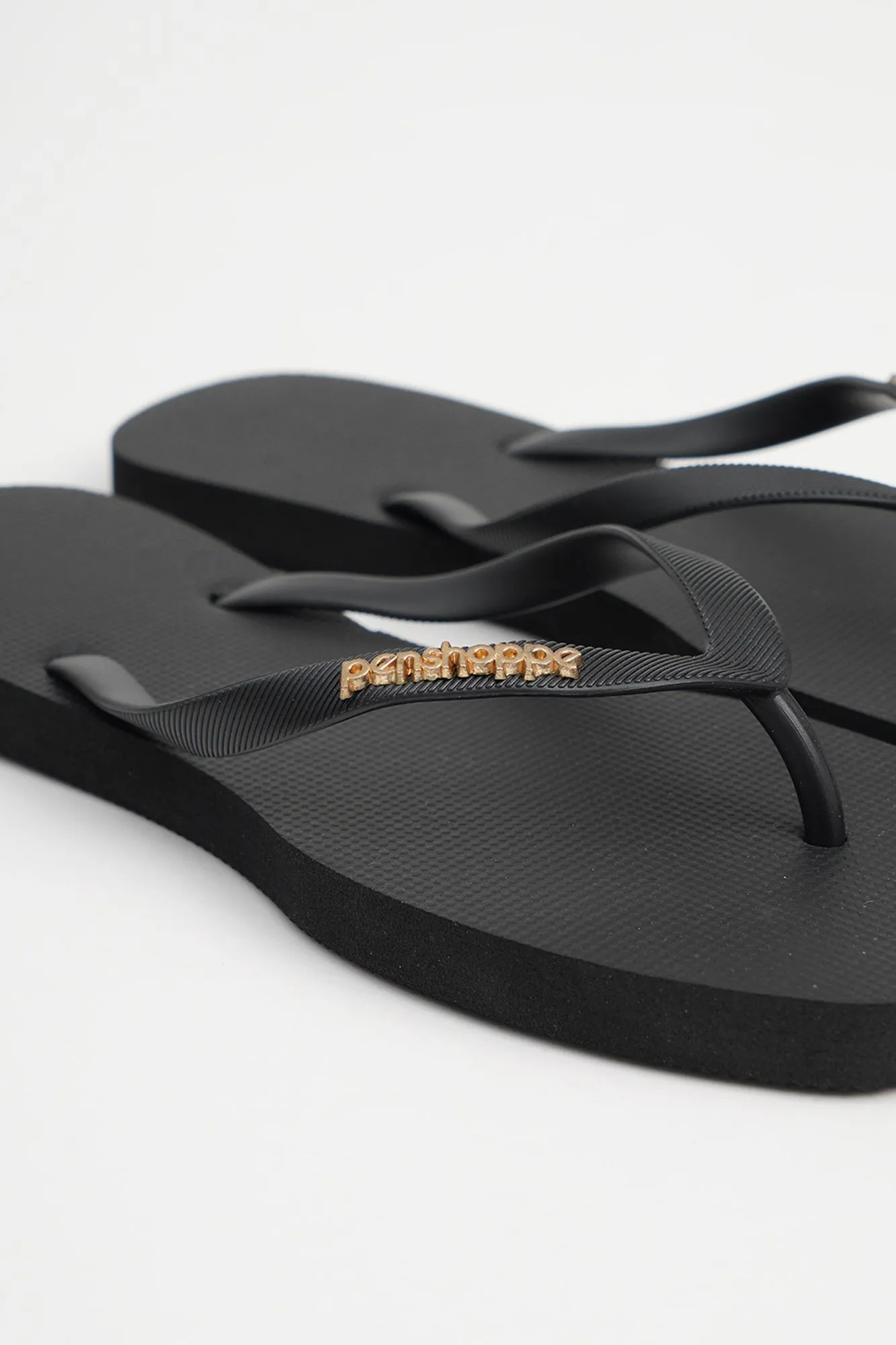 Women's Square Flip Flops with Metal Branding