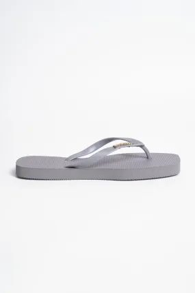 Women's Square Flip Flops with Metal Branding